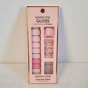Dashing Diva Gloss Glitter Pink Ultra Shine Gel Palette 32 Gel Nail Strips